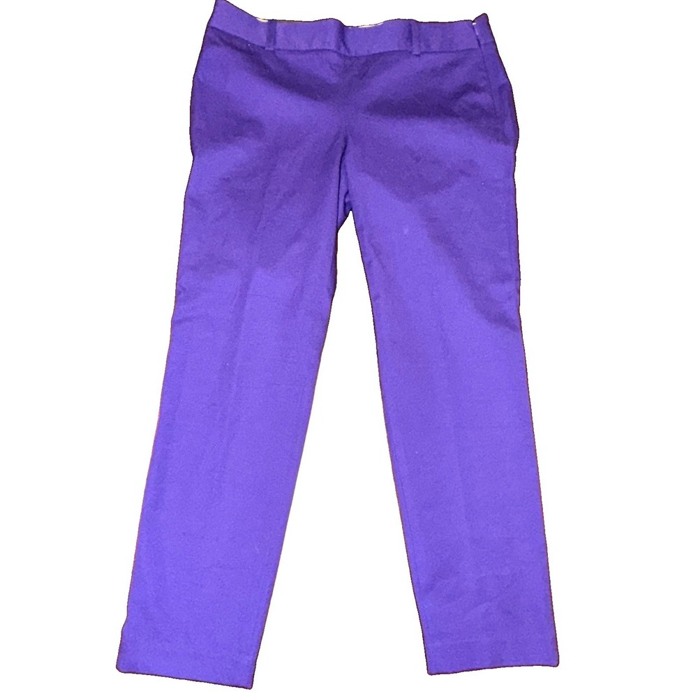 J Crew Size 6 City Fit Stretch Minimalist Straight Leg Pants Purple Zip NEW
